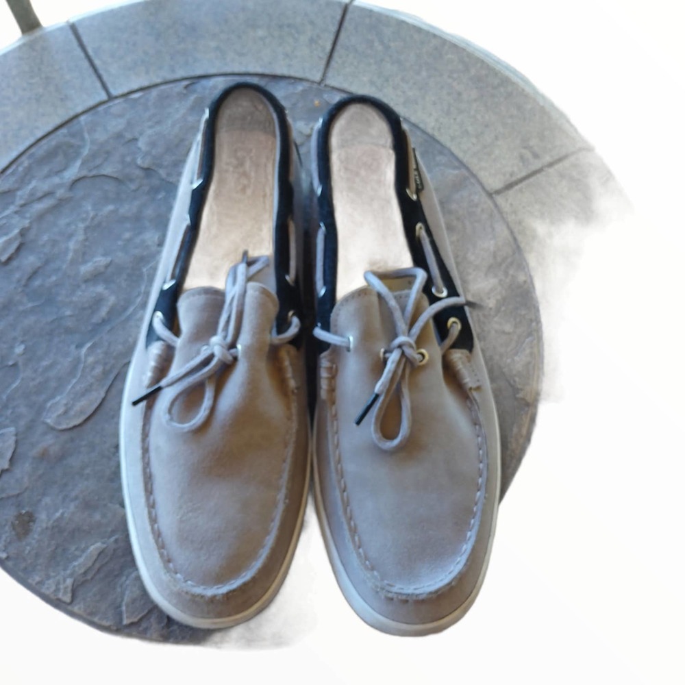 SUEDE TOP SIDERS BOAT SHOE COLE HAAN WORN 1X DOCK SIDERS BLUE SUEDE SHOES NUBUCK - Picture 8 of 9